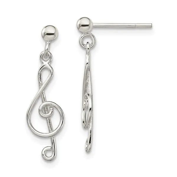 Sterling Silver Treble Clef Dangle Earrings John Anthony Jewellers Ltd. Kitchener, ON