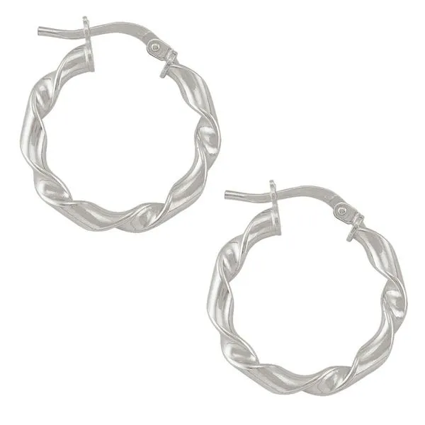Italian Rhodium Plated Twisted Hoop Earrings John Anthony Jewellers Ltd. Kitchener, ON