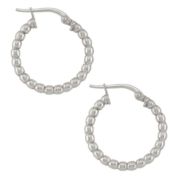 Rhodium Plated Beaded Hoop Earrings John Anthony Jewellers Ltd. Kitchener, ON