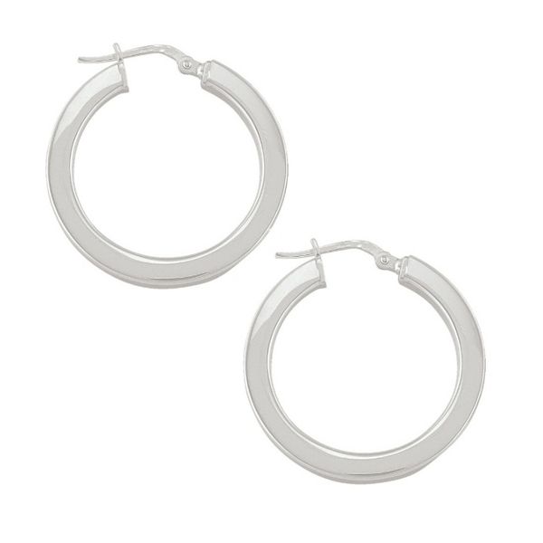 Italian Sterling Silver Square Tube Hoop Earrings John Anthony Jewellers Ltd. Kitchener, ON