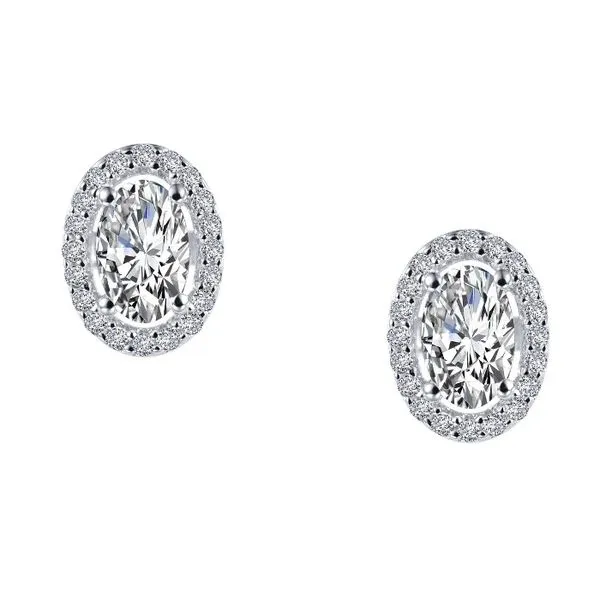 Platinum Bonded Sterling Silver Halo Style Stud Earrings John Anthony Jewellers Ltd. Kitchener, ON