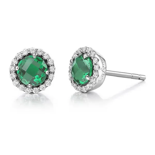 Platinum Bonded Sterling Silver Emerald Stud Earrings John Anthony Jewellers Ltd. Kitchener, ON