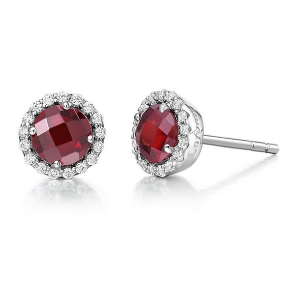 Platinum Bonded Sterling Silver Garnet Stud Earrings John Anthony Jewellers Ltd. Kitchener, ON