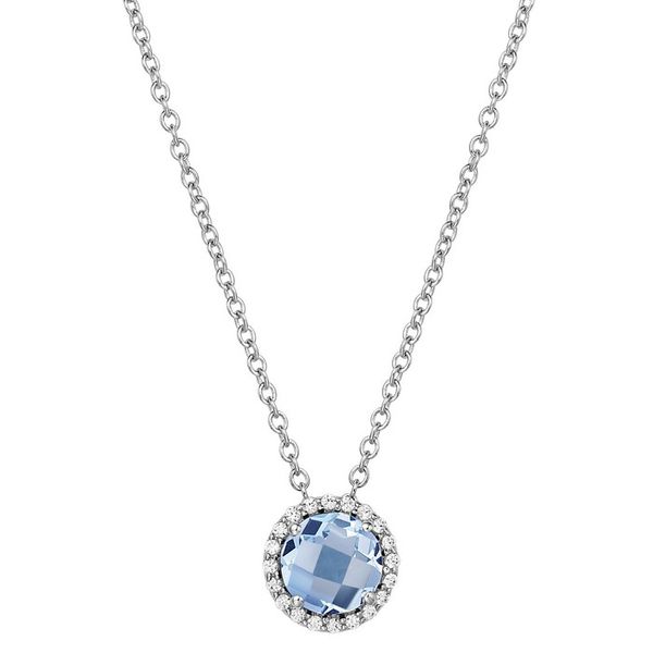 Platinum Bonded Sterling Silver Aquamarine Pendant Necklace John Anthony Jewellers Ltd. Kitchener, ON