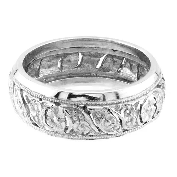14K White Gold Milgrain Floral Wedding Band John Anthony Jewellers Ltd. Kitchener, ON