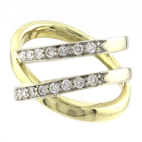 18K Two-Tone Gold Crossover Diamond Fashion Ring Image 2 John Anthony Jewellers Ltd. Kitchener, ON