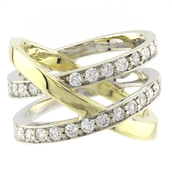 18K Two-Tone Gold Crossover Diamond Fashion Ring John Anthony Jewellers Ltd. Kitchener, ON