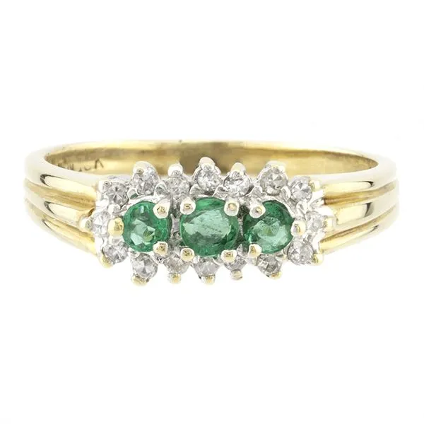 Estate 10K Yellow Gold Emerald and Diamond Ring John Anthony Jewellers Ltd. Kitchener, ON