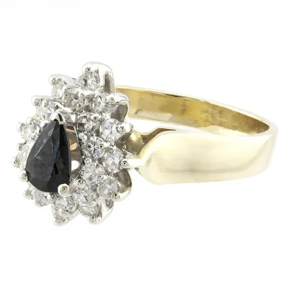 Estate 14K Yellow Gold Sapphire and Diamond Cluster Ring Image 2 John Anthony Jewellers Ltd. Kitchener, ON