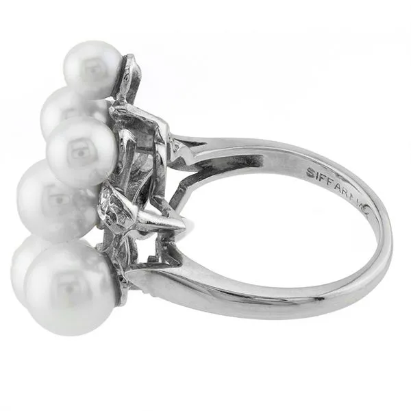 Estate 14K White Gold Pearl and Diamond Ring Image 3 John Anthony Jewellers Ltd. Kitchener, ON