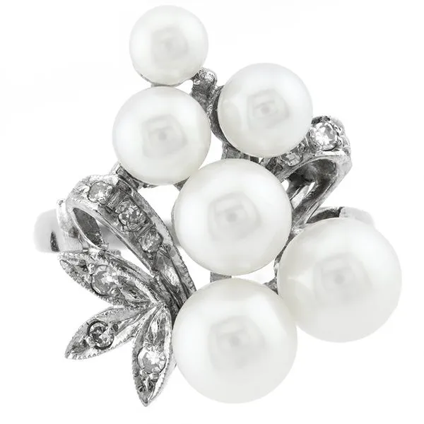 Estate 14K White Gold Pearl and Diamond Ring John Anthony Jewellers Ltd. Kitchener, ON