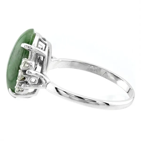 Estate 14K White Gold Nephrite Jade and Diamond Ring Image 3 John Anthony Jewellers Ltd. Kitchener, ON