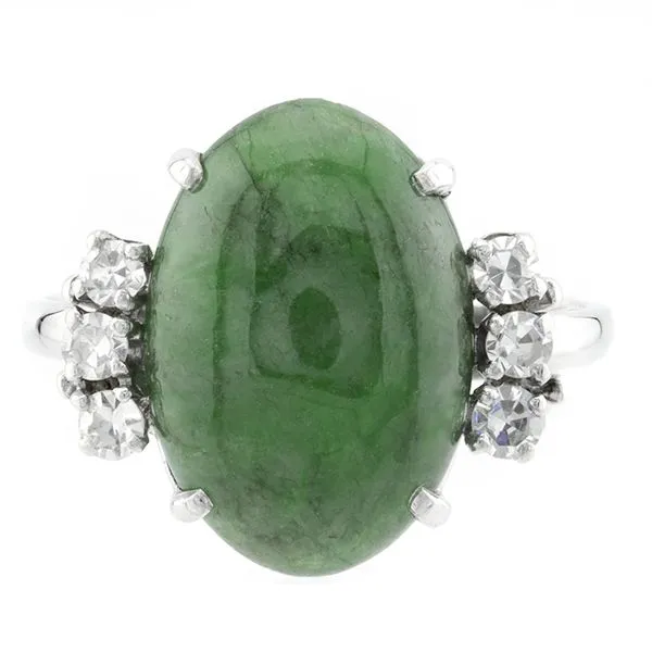 Estate 14K White Gold Nephrite Jade and Diamond Ring John Anthony Jewellers Ltd. Kitchener, ON