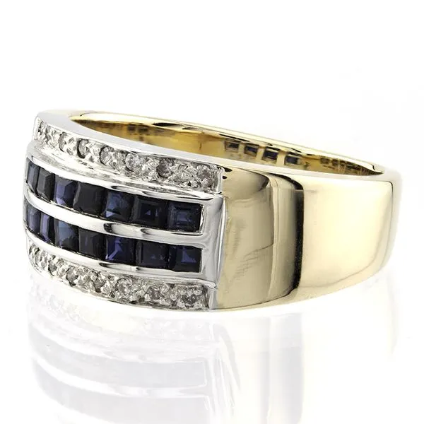 14K Yellow Gold Blue Sapphire and Diamond Ring Image 2 John Anthony Jewellers Ltd. Kitchener, ON