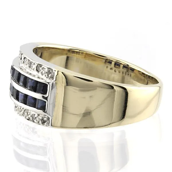 14K Yellow Gold Blue Sapphire and Diamond Ring Image 3 John Anthony Jewellers Ltd. Kitchener, ON