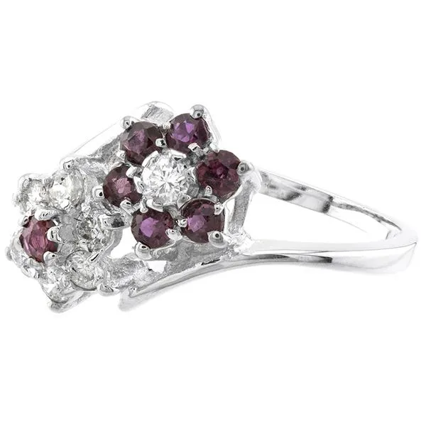 10K White Gold Ruby and Diamond Cluster Ring Image 2 John Anthony Jewellers Ltd. Kitchener, ON
