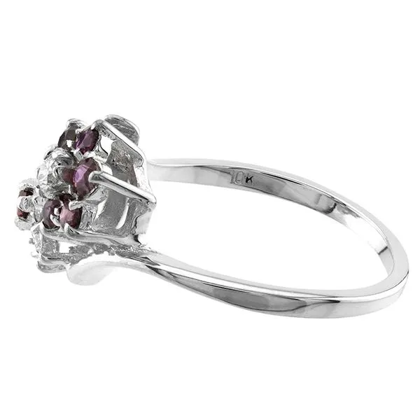 10K White Gold Ruby and Diamond Cluster Ring Image 3 John Anthony Jewellers Ltd. Kitchener, ON