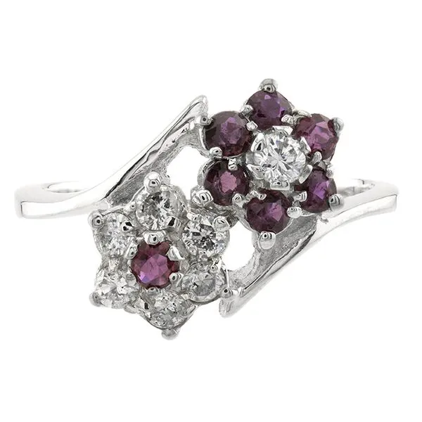 10K White Gold Ruby and Diamond Cluster Ring John Anthony Jewellers Ltd. Kitchener, ON