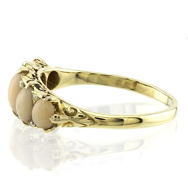 18K Yellow Gold Pink Coral and Diamond Ring Image 3 John Anthony Jewellers Ltd. Kitchener, ON