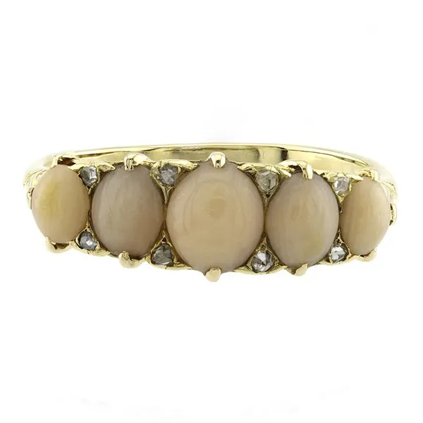 18K Yellow Gold Pink Coral and Diamond Ring John Anthony Jewellers Ltd. Kitchener, ON
