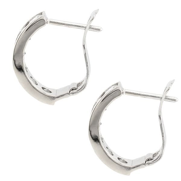 14K White Gold Huggie Earrings with Diamonds Image 2 John Anthony Jewellers Ltd. Kitchener, ON