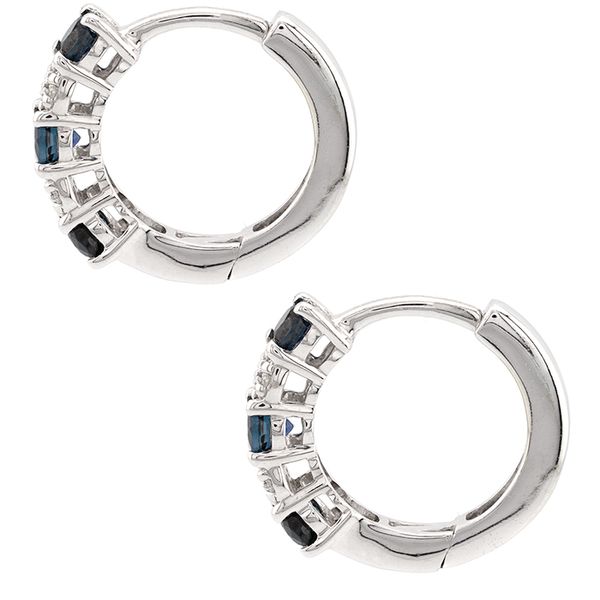 10K White Gold Sapphire and Diamond Hoop Earrings Image 2 John Anthony Jewellers Ltd. Kitchener, ON