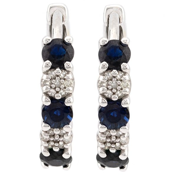 10K White Gold Sapphire and Diamond Hoop Earrings John Anthony Jewellers Ltd. Kitchener, ON