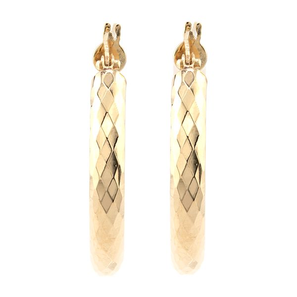 10K Gold Faceted Medium Hoop Earrings Image 2 John Anthony Jewellers Ltd. Kitchener, ON