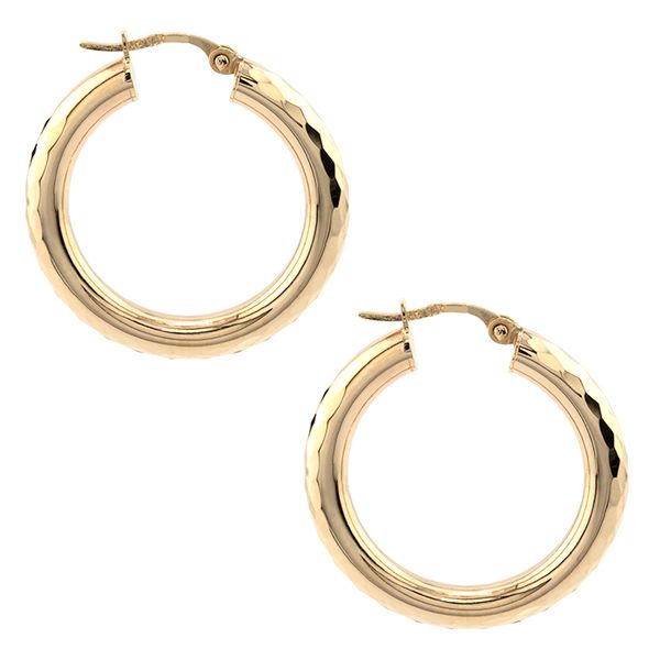 10K Gold Faceted Medium Hoop Earrings John Anthony Jewellers Ltd. Kitchener, ON