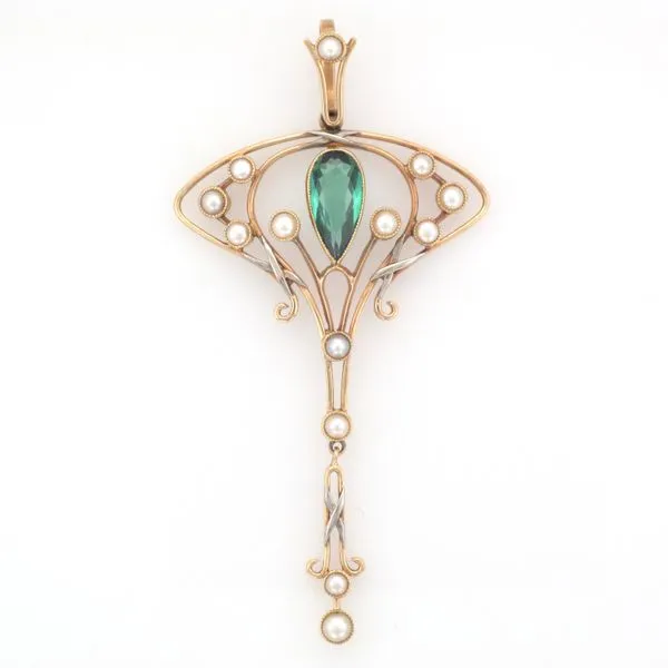 Estate Art Nouveau Green Apatite Pendant John Anthony Jewellers Ltd. Kitchener, ON