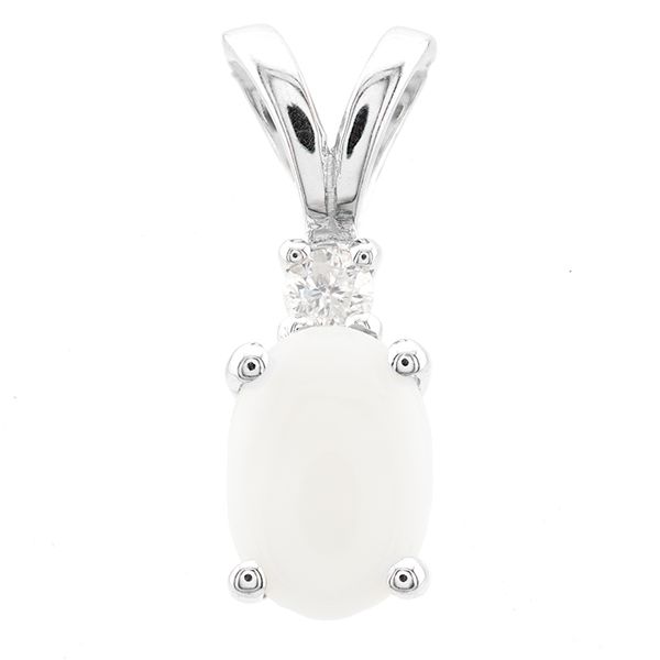 10K White Gold Opal and Diamond Drop Pendant John Anthony Jewellers Ltd. Kitchener, ON