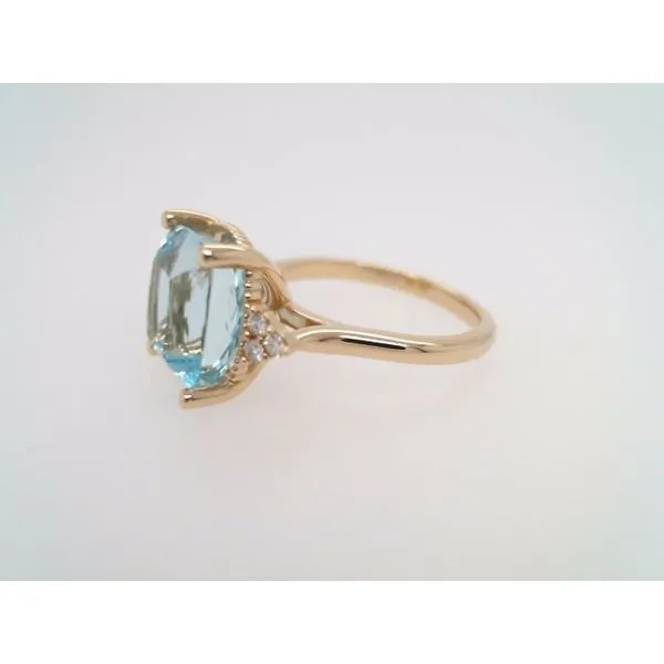 14 Karat Yellow Gold Aquamarine & Diamond Ring Image 2 John Michael Matthews Fine Jewelry Vero Beach, FL