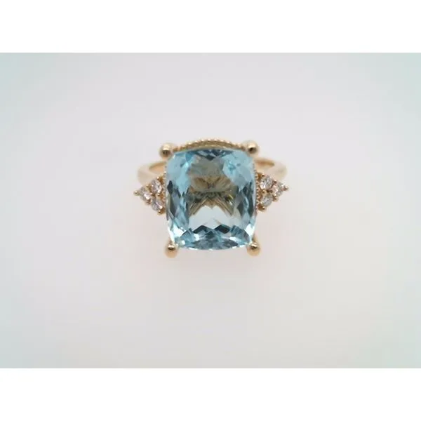 14 Karat Yellow Gold Aquamarine & Diamond Ring John Michael Matthews Fine Jewelry Vero Beach, FL