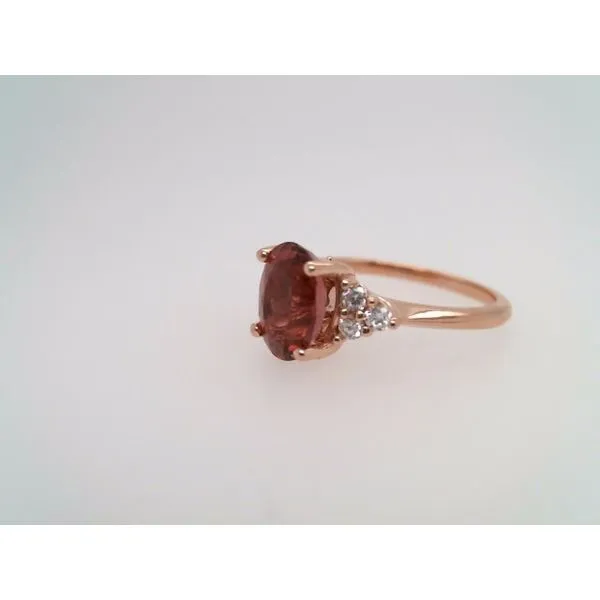 14 Karat Rose Gold Oval Pink Tourmaline Ring With Diamond Accents Image 2 John Michael Matthews Fine Jewelry Vero Beach, FL