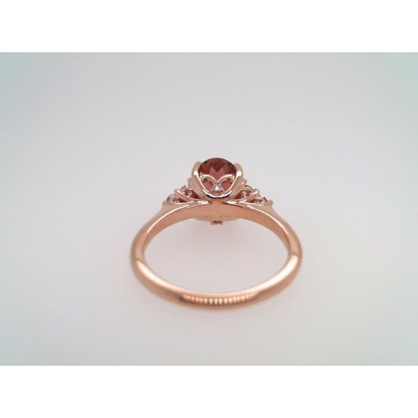 14 Karat Rose Gold Oval Pink Tourmaline Ring With Diamond Accents Image 3 John Michael Matthews Fine Jewelry Vero Beach, FL