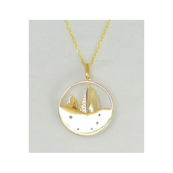 14 Karat Yellow Gold Abalone, Mother Of Pearl & Diamond 