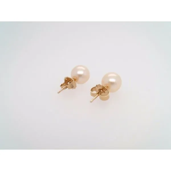 14 Karat Yellow Gold 7-8 Mm White Freshwater Pearl Stud Earrings Image 2 John Michael Matthews Fine Jewelry Vero Beach, FL