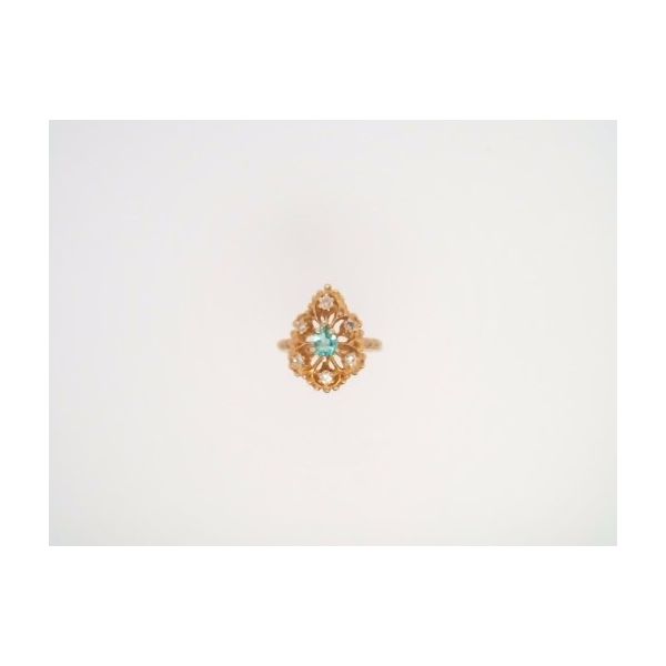 Vintage 14ky Emerald & Diamond Filigree Ring John Michael Matthews Fine Jewelry Vero Beach, FL