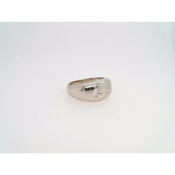 Vintage 14 Karat White Gold Domed Ring With 2 Flush Set Diamonds Image 4 John Michael Matthews Fine Jewelry Vero Beach, FL