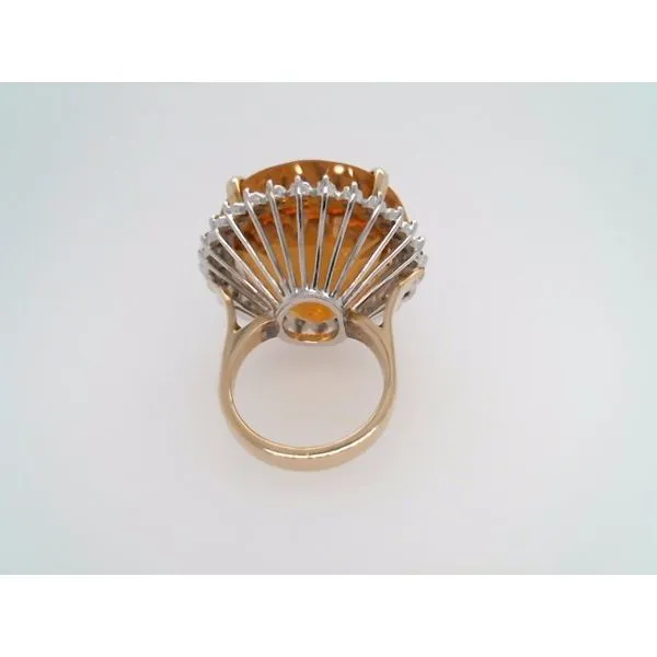 Vintage 14 Karat Yellow Gold Round Citrine Citrine Ring With Diamond Halo Image 4 John Michael Matthews Fine Jewelry Vero Beach, FL