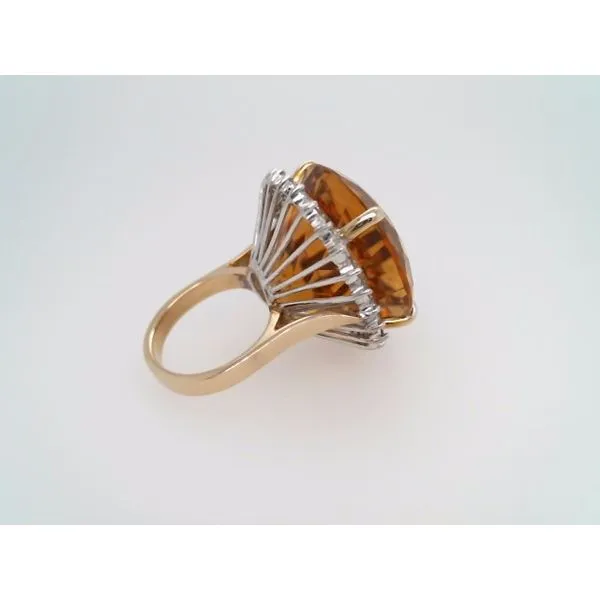 Vintage 14 Karat Yellow Gold Round Citrine Citrine Ring With Diamond Halo Image 5 John Michael Matthews Fine Jewelry Vero Beach, FL