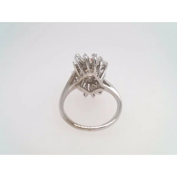 Vintage 14 Karat White Gold Orange Sapphire & Diamond Cocktail Style Ring Image 3 John Michael Matthews Fine Jewelry Vero Beach, FL