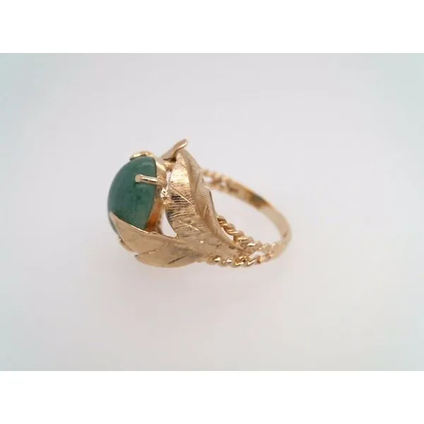 Vintage 14 Karat Yellow Gold Adventurine Leaf Design Ring Image 2 John Michael Matthews Fine Jewelry Vero Beach, FL
