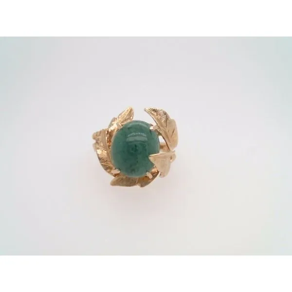 Vintage 14 Karat Yellow Gold Adventurine Leaf Design Ring John Michael Matthews Fine Jewelry Vero Beach, FL