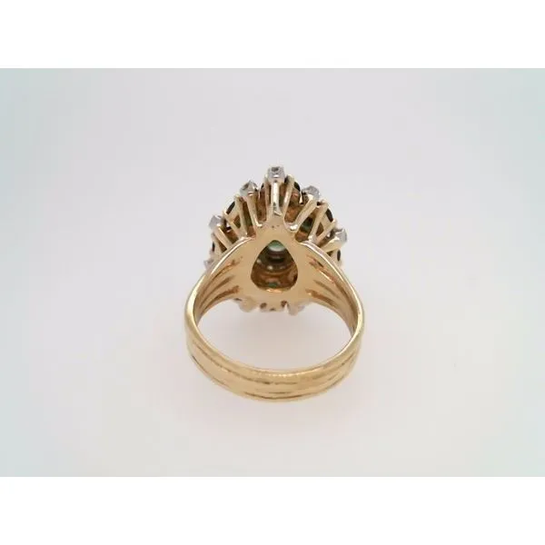 Vintage 18 Karat Yellow Gold Pear Shaped Green Tourmaline & Diamond Cocktail Style Ring Image 3 John Michael Matthews Fine Jewelry Vero Beach, FL