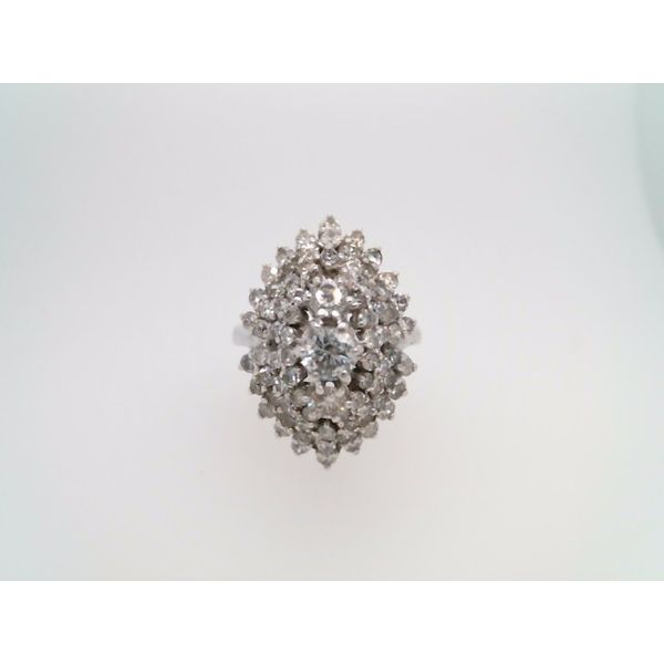 14 Karat White Gold Diamond Cluster Cocktail Ring With Marquise Shape John Michael Matthews Fine Jewelry Vero Beach, FL