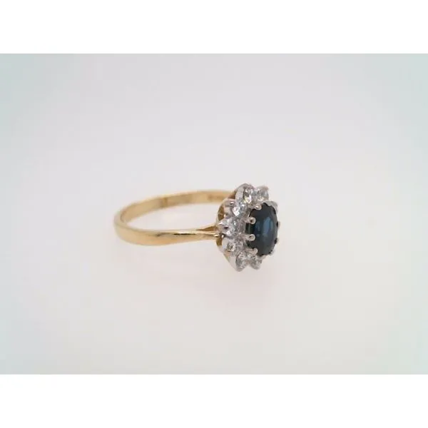 Vintage 18 Karat Yellow & White Gold Sapphire & Diamond Halo Style Ring Image 4 John Michael Matthews Fine Jewelry Vero Beach, FL