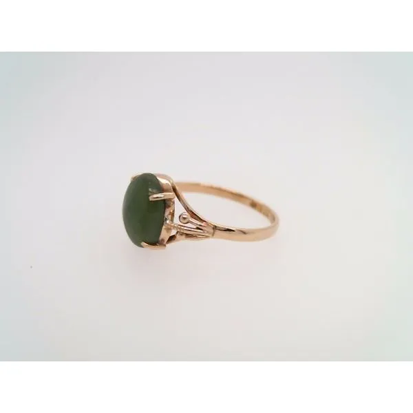 Vintage 14 Karat Yellow Gold Dark Green Nephrite Jade Ring Image 2 John Michael Matthews Fine Jewelry Vero Beach, FL