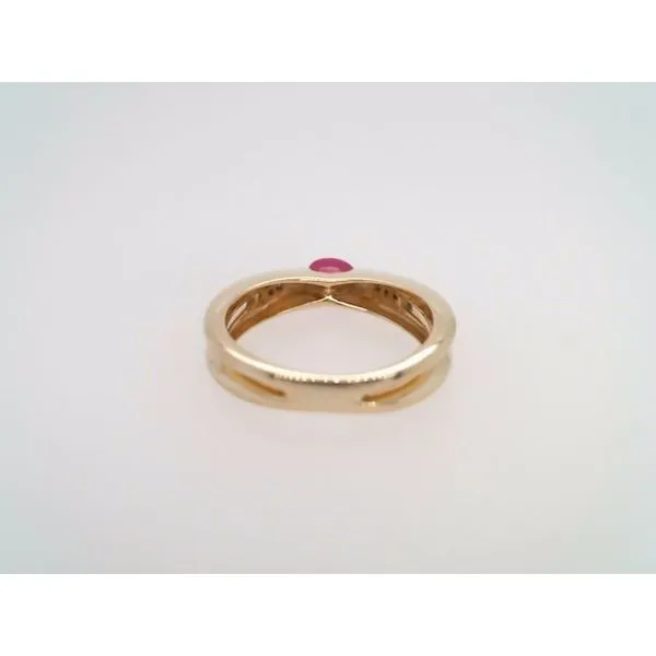 Vintage 14 Karat Yellow Gold Ruby & Diamond Split Shank Band Style Ring Image 3 John Michael Matthews Fine Jewelry Vero Beach, FL