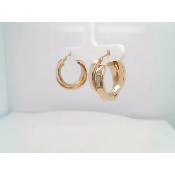 Vintage 14 Karat Yellow Gold Double Hoop Earrings Image 2 John Michael Matthews Fine Jewelry Vero Beach, FL
